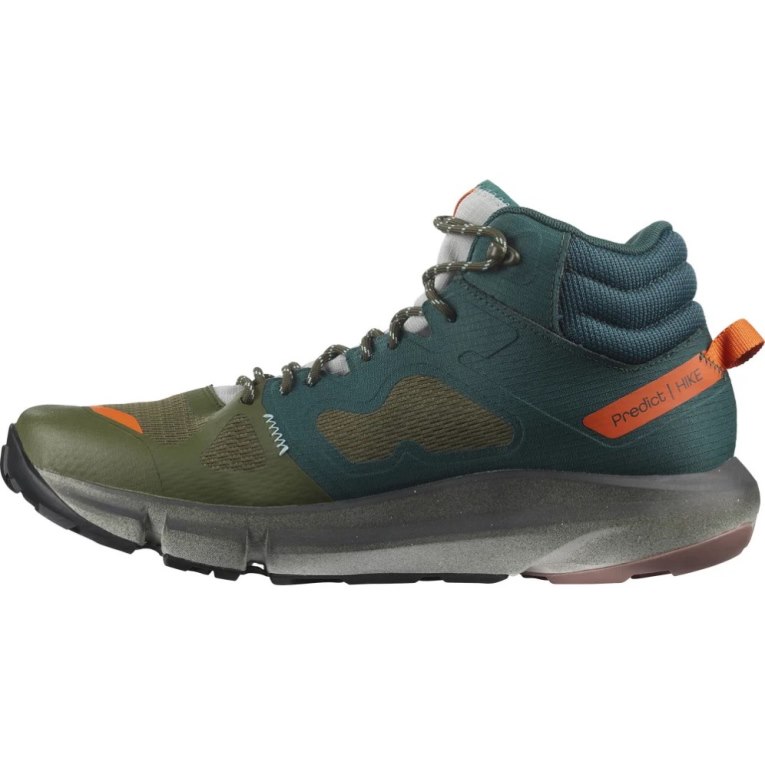 Green / Olive Salomon Predict Hike Mid GTX Men's Hiking Boots | IE PT6713